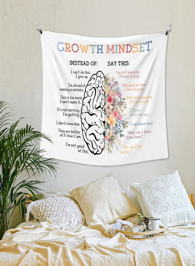 XLDLIOO Mental Health Wall Tapestry, Growth Mindset Positive Affirmations Motivational Wall Tapestry Hanging for Classroom, Inspirational Tapestries Decor Art for Therapy Counselor Office 40x30in - Image 3